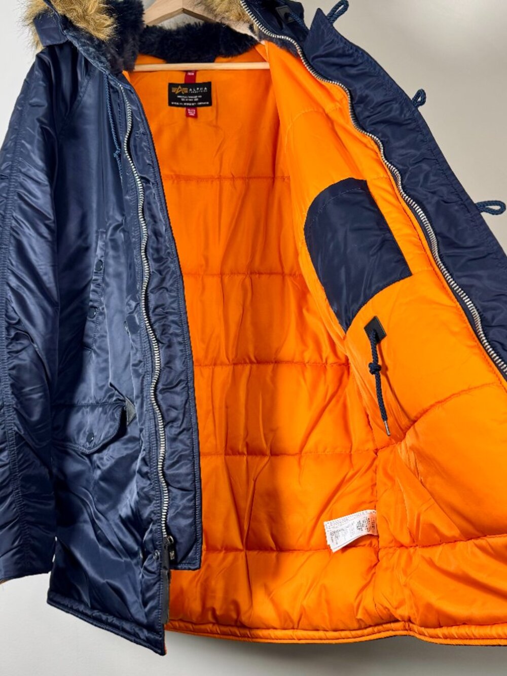 Alpha Industries Extreme Cold Weather Military Parka Coat Type N-3B Blue Sz XL - Picture 5 of 13